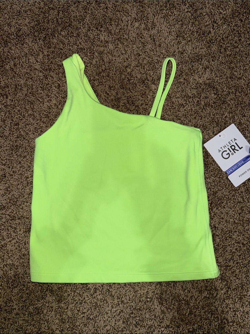 Girls Athleta Neon Lime One-Shoulder Camisole sz M 8-10